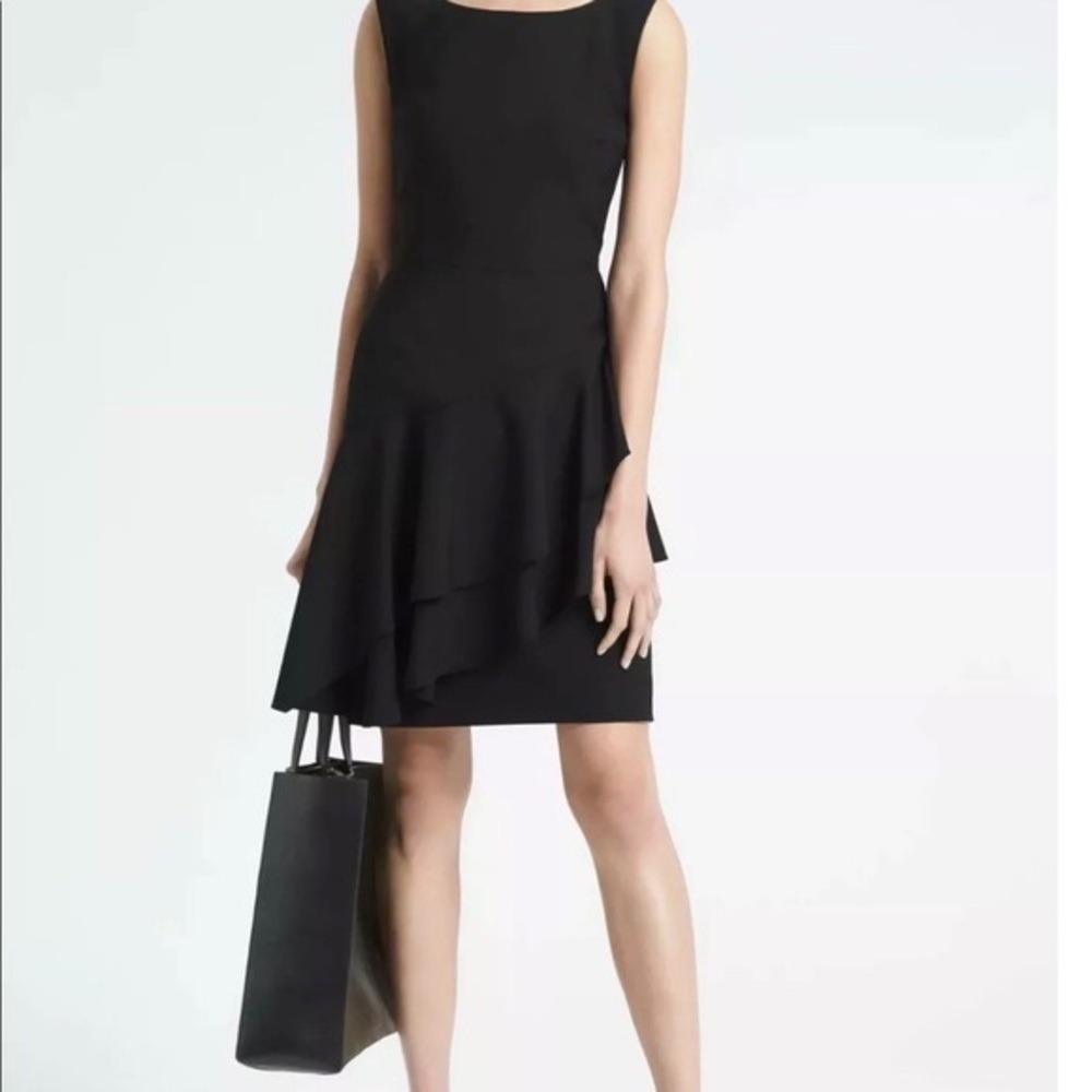 Banana Republicโ Dresses Banana Republic Black Wool Sleeveless Flounce Dress